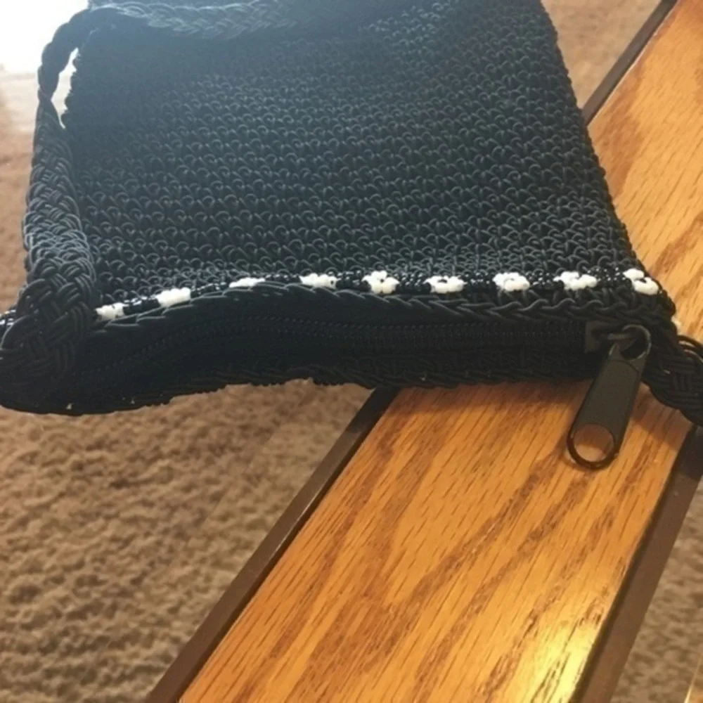 Little girls purse black and white beaded